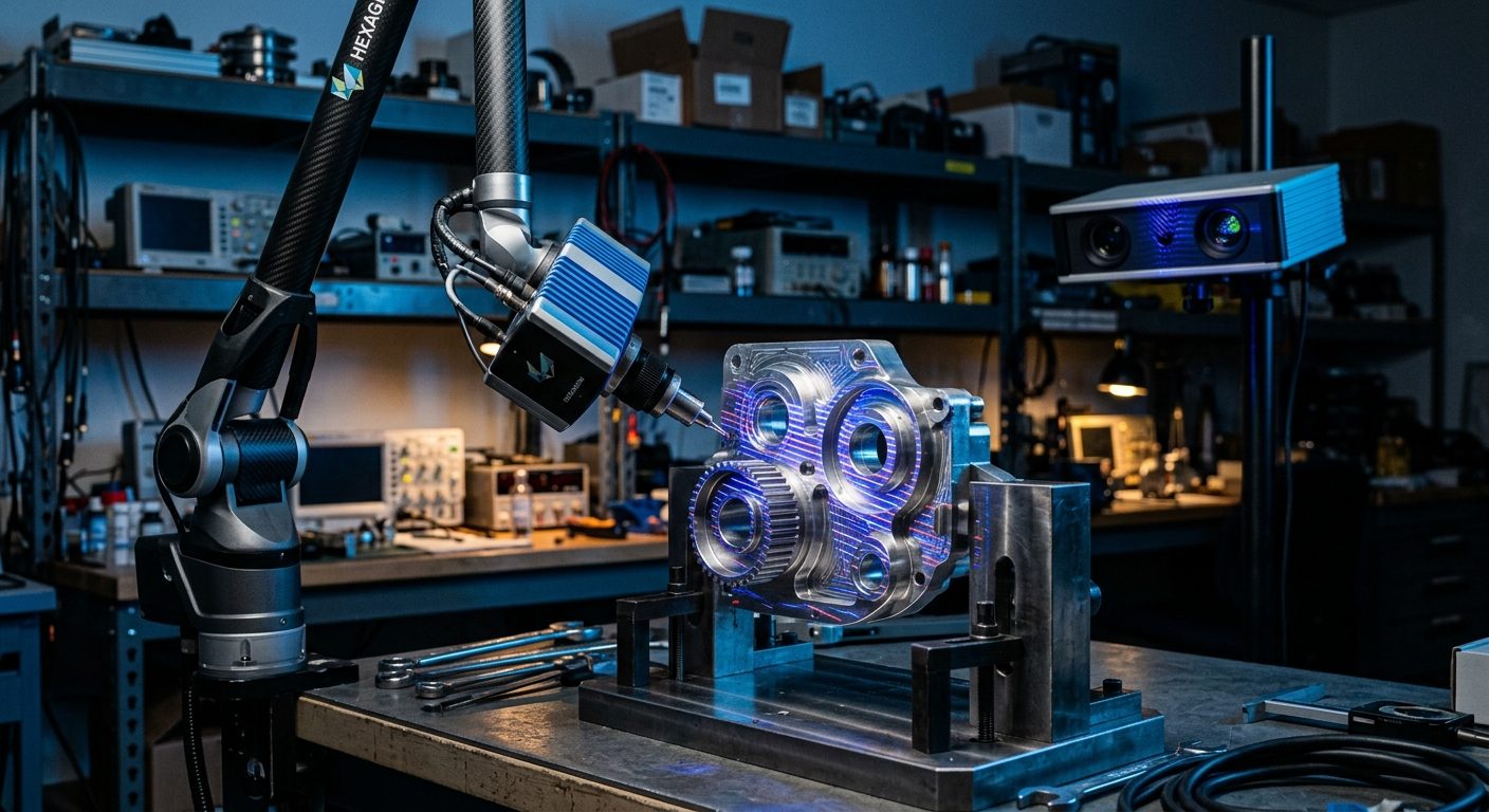 Hexagon arm scanner in college engineering lab for Geomagic Wrap Design X and Control X training, OptimumARC education consulting