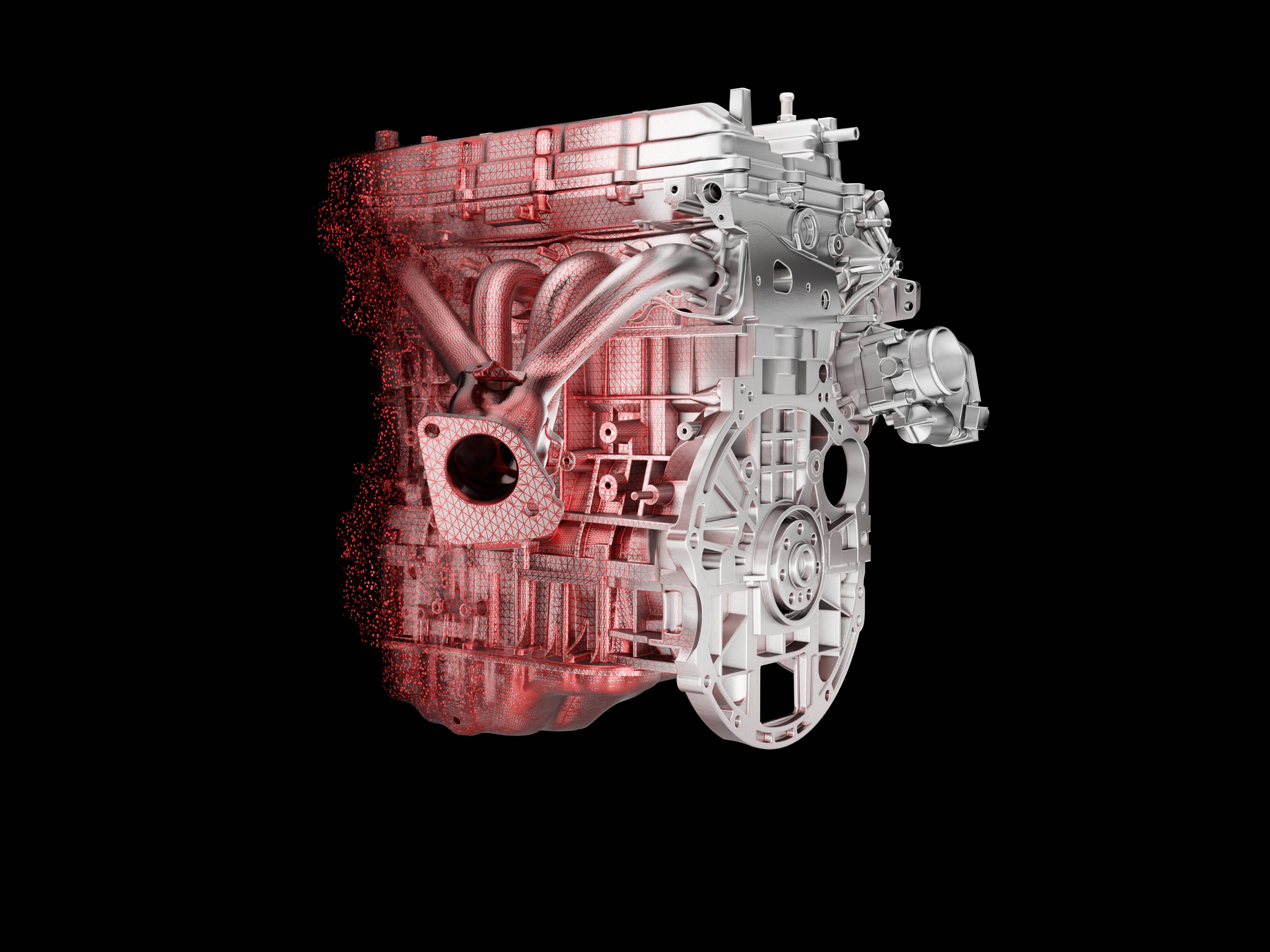 Geomagic Design X scan to CAD reverse engineering, engine scan data to model