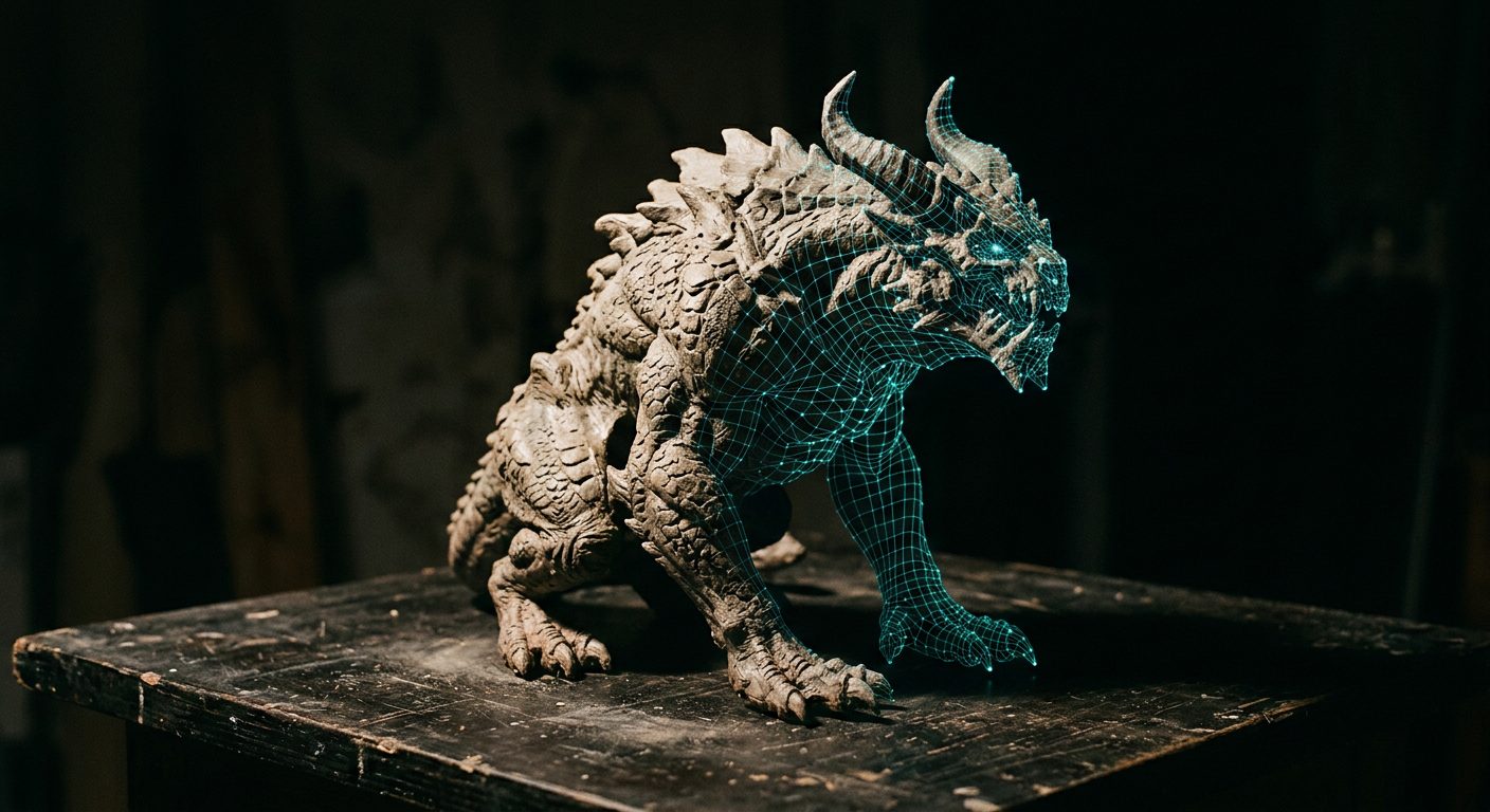 Geomagic Wrap wireframe mesh output, 3D scanning for VFX and game asset pipeline